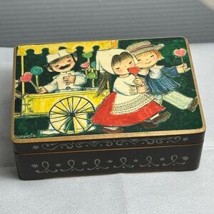Reuge Swiss Music Box Vintage My Lily Adieu Hi - Lo Wind-Up Wooden Opens